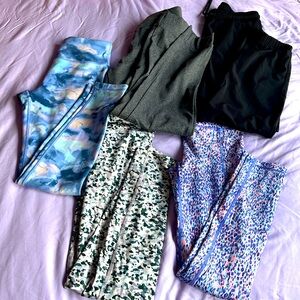 Athleta girl pants 5 pair, size 8-10 girls. 3 pair of leggings and 2 joggers.